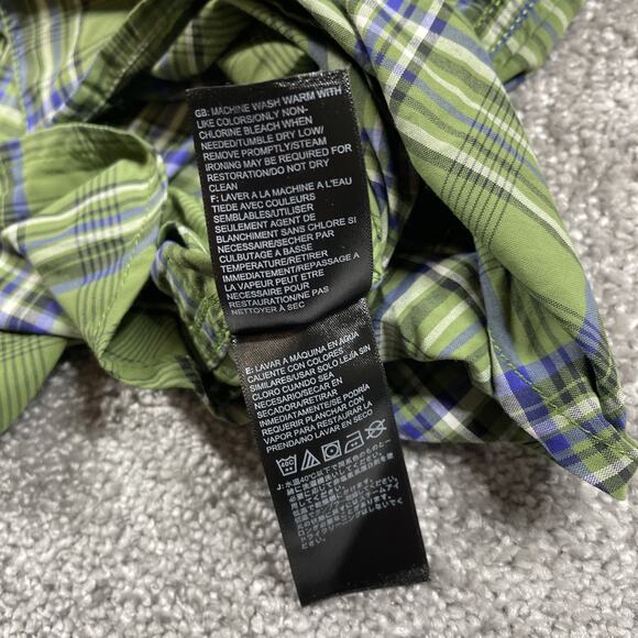 North Face Button Down Shirt Mens Extra Large Nylon Plaid Short Sleeve Green - Picture 6 of 13
